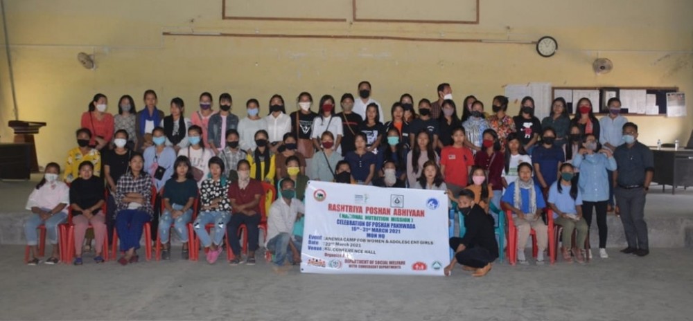 Participants with officials during the anemia camp for women and adolescent girls at Konyak Union Conference Hall, Mon on March 22. (DIPR Photo) 
